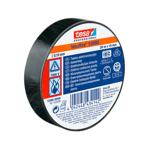 ⁨Electroisol tape.5000v pvc 20m:19mm black (h5394855)⁩ at Wasserman.eu
