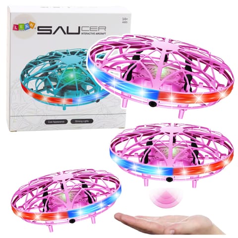 ⁨Dron UFO Sterowany Ręką RC Światła LED Różowy⁩ w sklepie Wasserman.eu