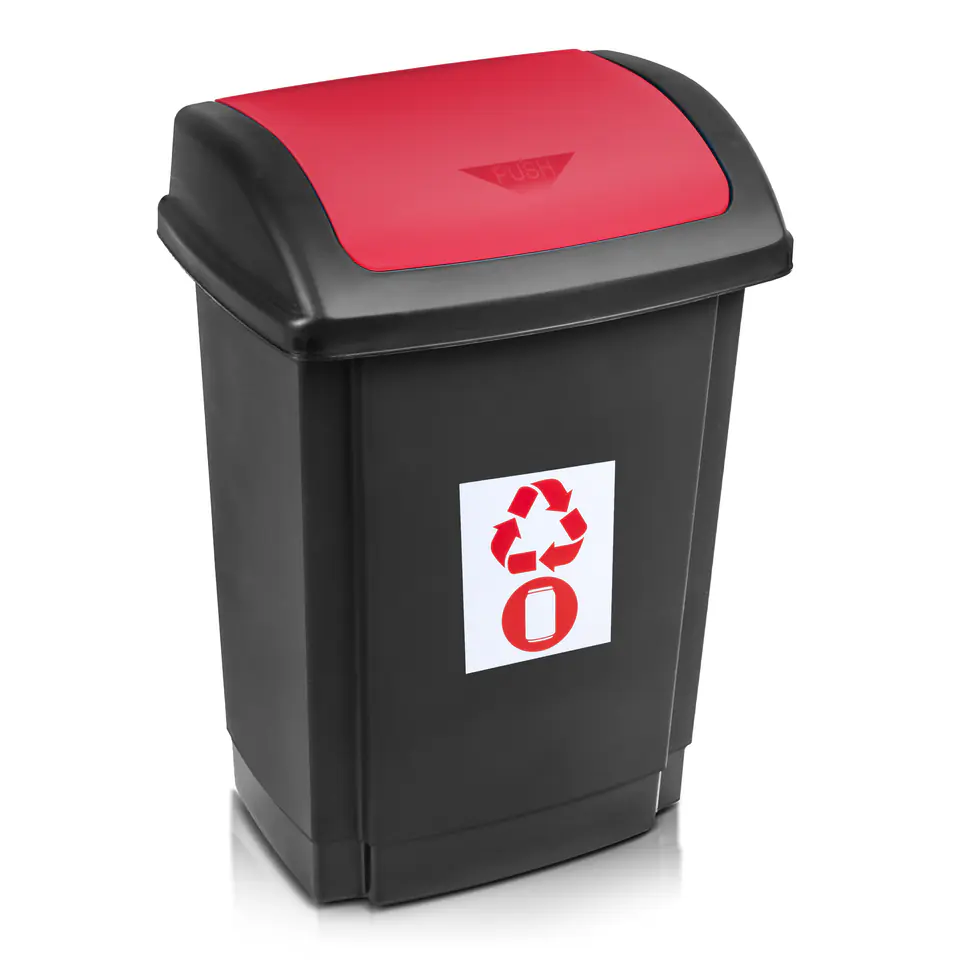 ⁨Trash can Plast Team Swing 25L black with red lid⁩ at Wasserman.eu