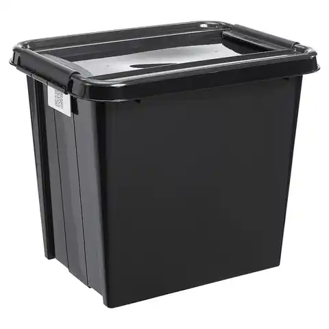 ⁨Pojemnik z pokrywą PlastTeam ProBox Recycle QR 53L czarny⁩ w sklepie Wasserman.eu