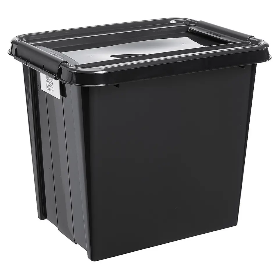Pojemnik z pokrywą PlastTeam ProBox Recycle QR 53L czarny w sklepie Wasserman.eu