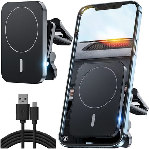 ⁨Car holder with Qi MagSafe Alogy charger for 15W grille⁩ at Wasserman.eu