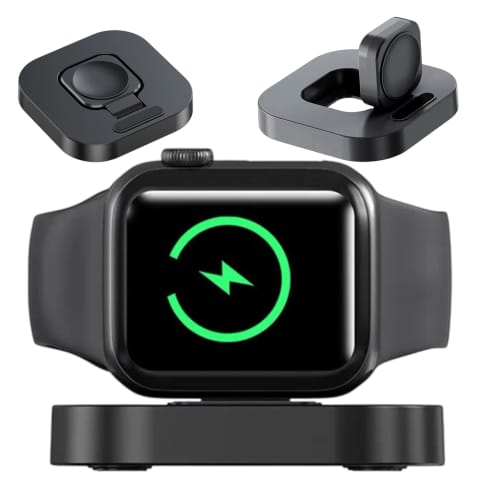 ⁨Mini ładowarka indukcyjna do ładowania Apple Watch USB Alogy Mini Stand Charger Czarna⁩ w sklepie Wasserman.eu