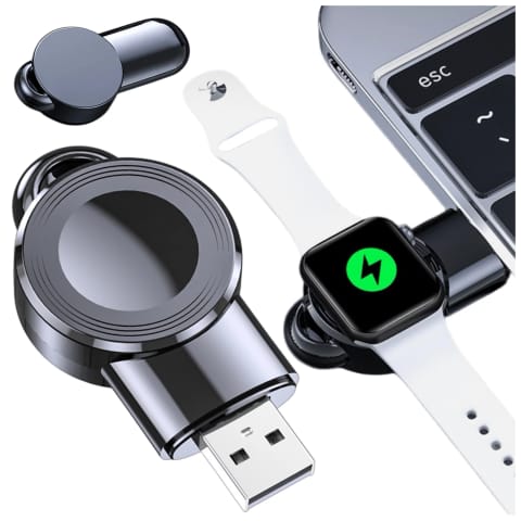 ⁨Mini ładowarka indukcyjna do ładowania Apple Watch USB Alogy High-end Chip Czarna⁩ w sklepie Wasserman.eu