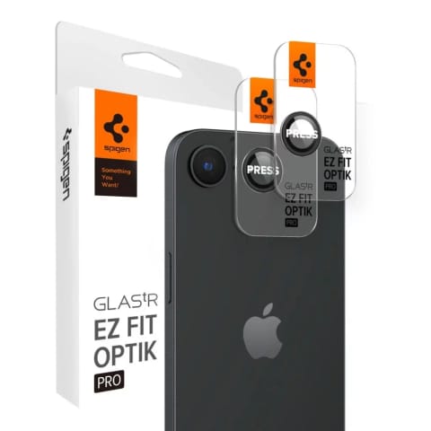 ⁨Osłona aparatu do iPhone 16e Spigen Optik Pro Glas.TR „EZ Fit” Camera Protector 2-Pack Black⁩ w sklepie Wasserman.eu