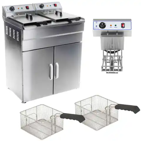 ⁨Double double-chamber fryer with cabinet 400V - 2x10L⁩ at Wasserman.eu