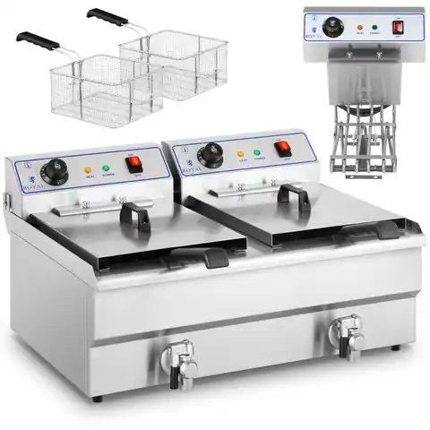⁨Double double-chamber fryer with taps 400V - 2x10L⁩ at Wasserman.eu