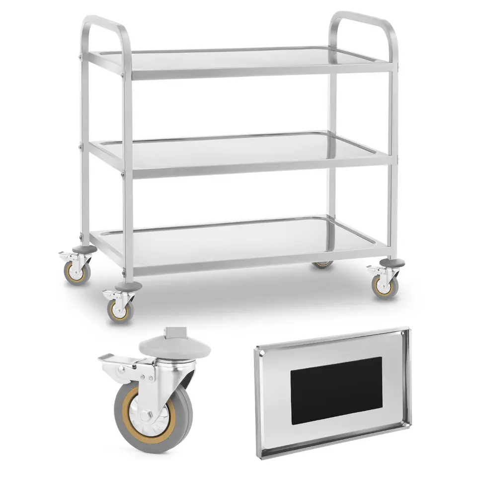 ⁨Waiter trolley 3 shelf stainless steel⁩ at Wasserman.eu