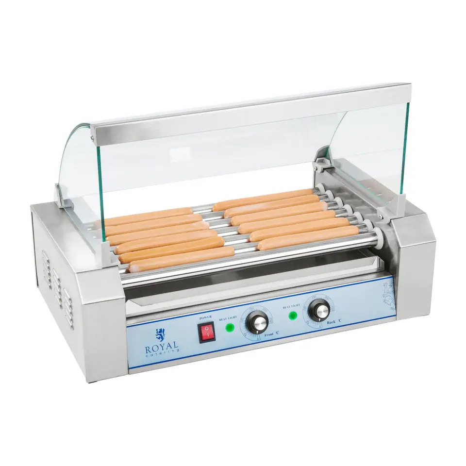 ⁨Grill rolkowy z pokrywą roller grill podgrzewacz do parówek 7 rolek⁩ w sklepie Wasserman.eu