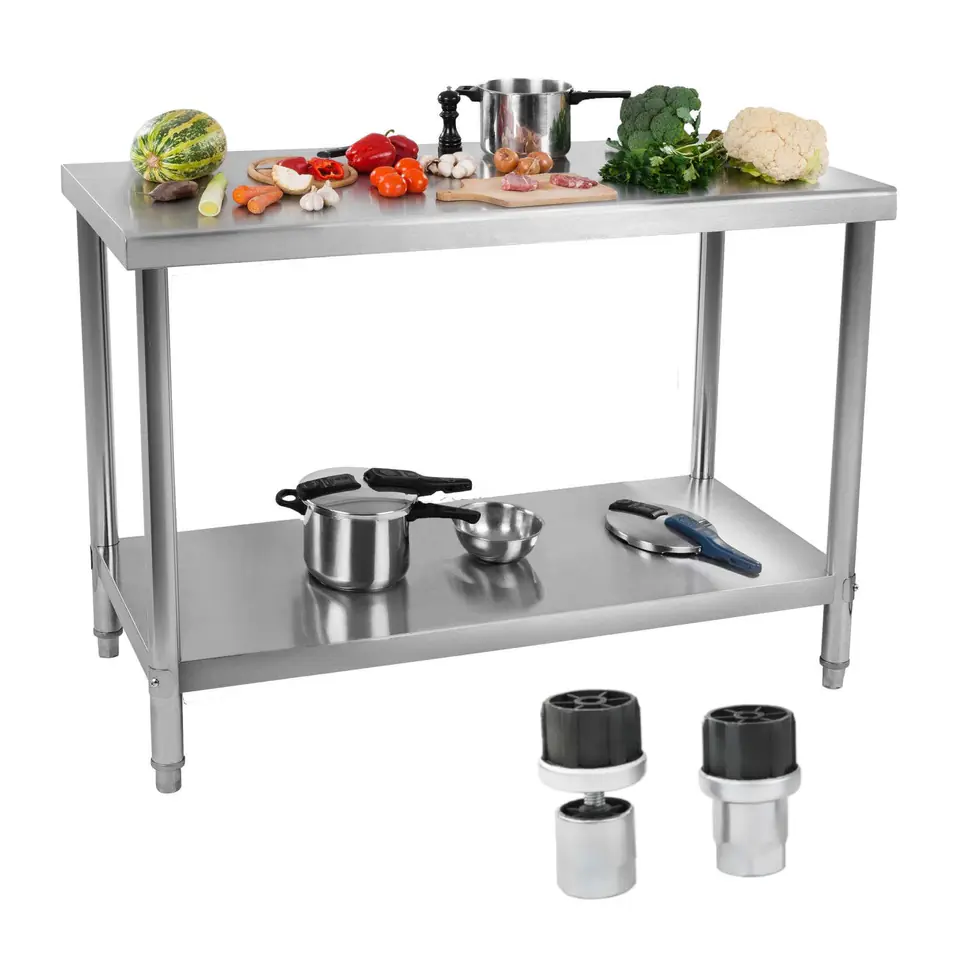 ⁨Kitchen table worktop worktop stainless steel bottom shelf 100x70cm⁩ at Wasserman.eu