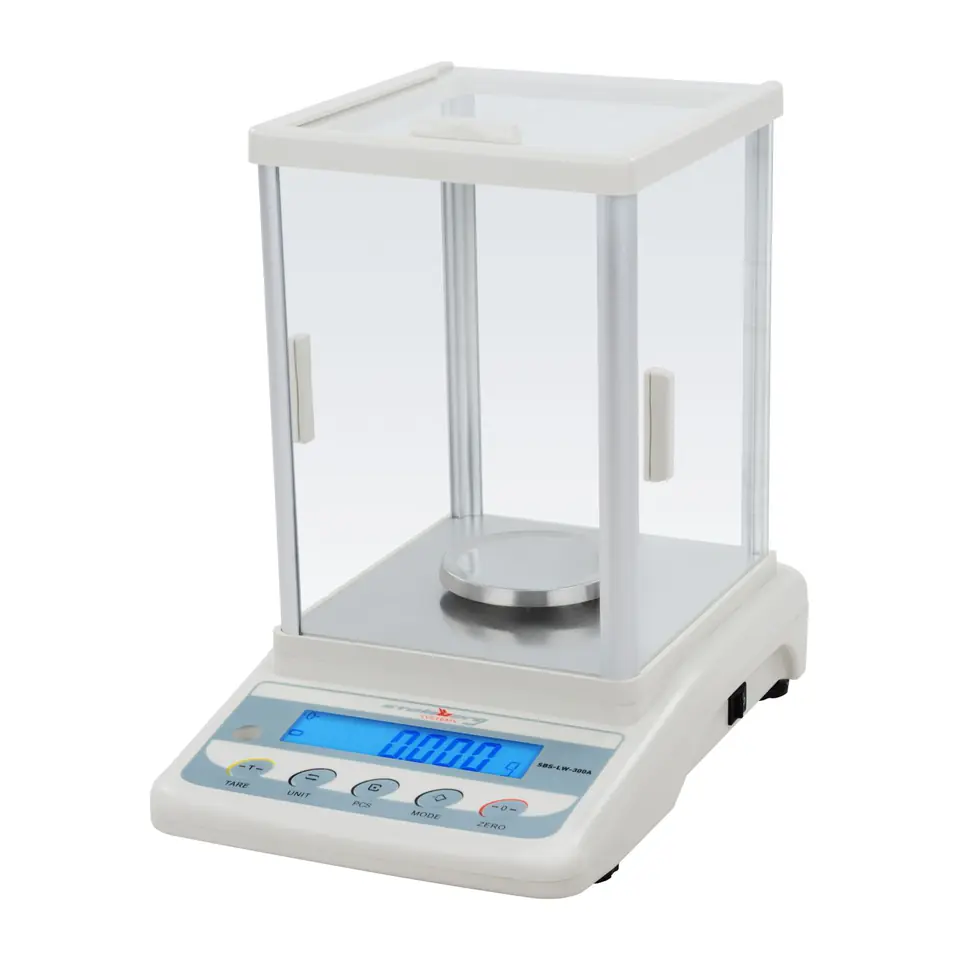 ⁨Precision balance with blow cabinet SBS-LW-300A LCD 0.001g to 300g⁩ at Wasserman.eu