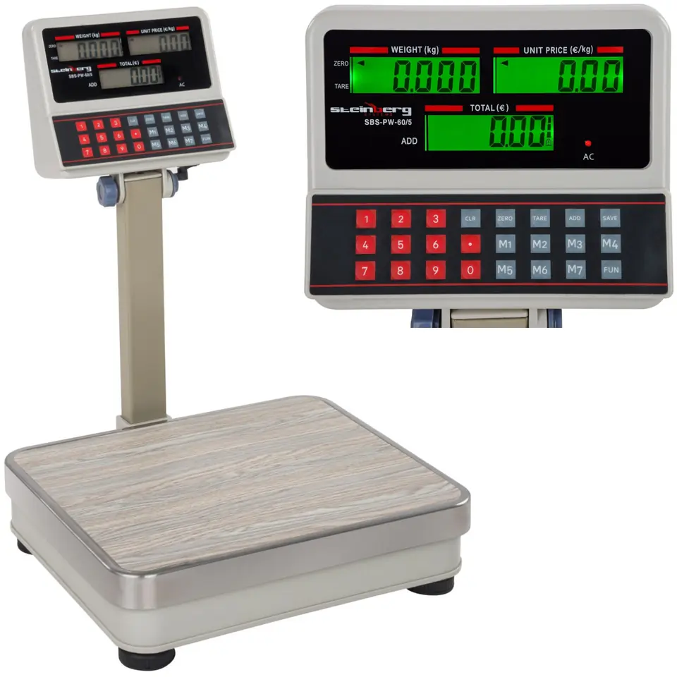 ⁨Platform shop scale SBS-PW-60 LCD up to 60kg⁩ at Wasserman.eu