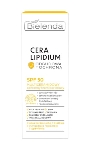 ⁨BIELENDA Cera Lipidium Odbudowa + Ochrona Multiceramidowy ochronny krem barierowy SPF50 30 ml⁩ w sklepie Wasserman.eu