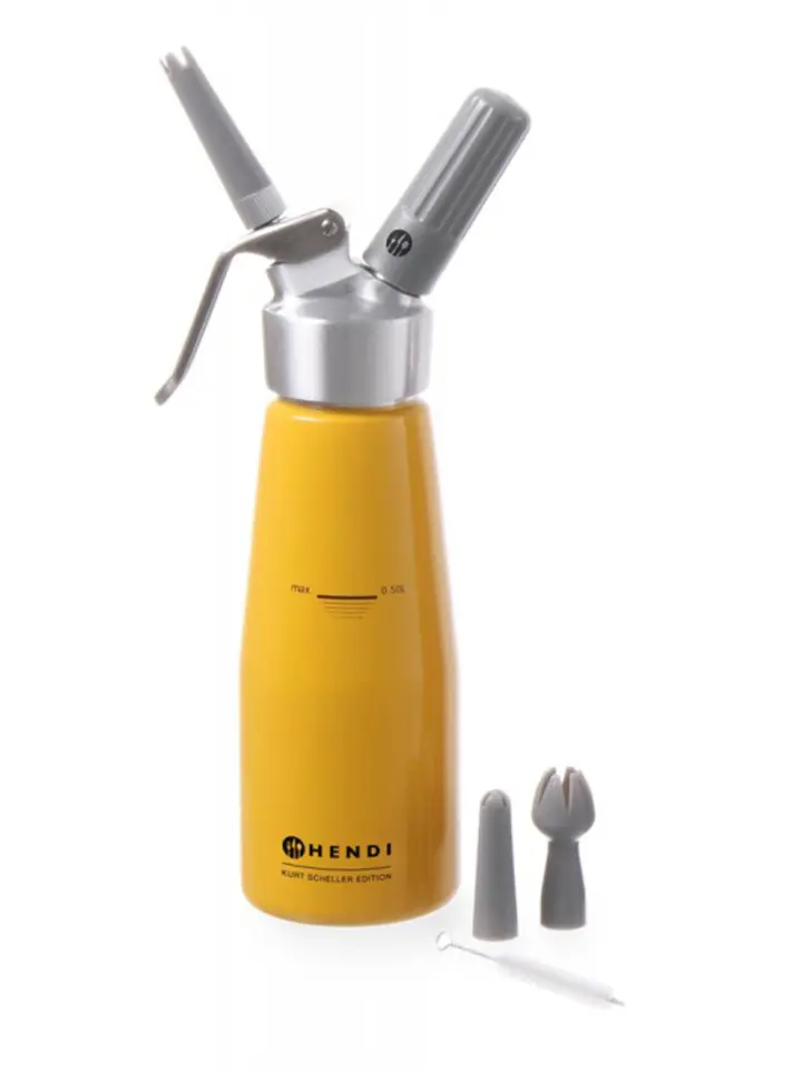 ⁨Siphon for whipped cream Kurt Scheller Yellow 0,5 L - Hendi 975855⁩ at Wasserman.eu