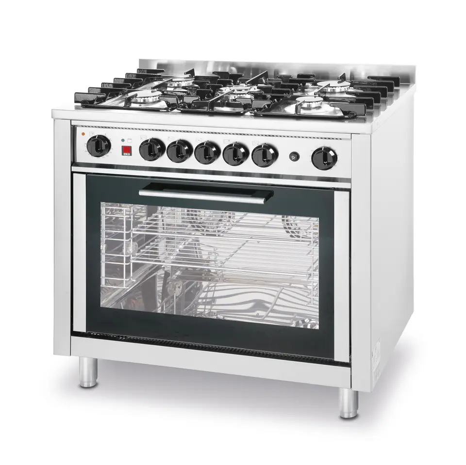 ⁨Gas kitchen 5 burners with convection oven - Hendi 225707⁩ at Wasserman.eu