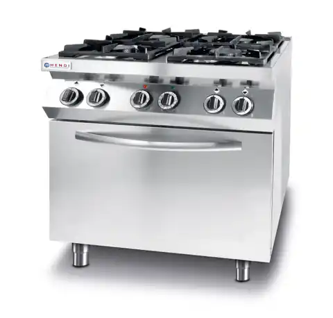 ⁨Gas Cooker 4 Burners with Electric Convection Oven GN1/1 Kitchen Line - Hendi 225882⁩ at Wasserman.eu