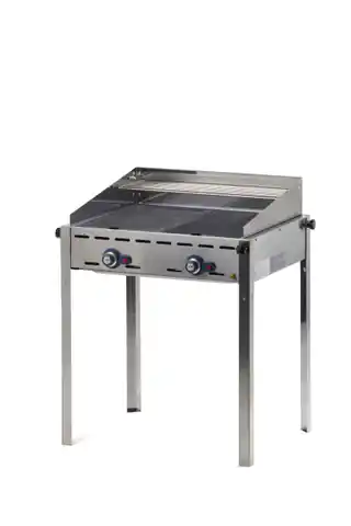 ⁨Gas grill "Green Fire" 2 burners 11,6kW with cover and shelf - Hendi 149508⁩ at Wasserman.eu