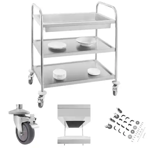 ⁨Stainless steel waiter trolley - 3 shelves Royal Catering⁩ at Wasserman.eu