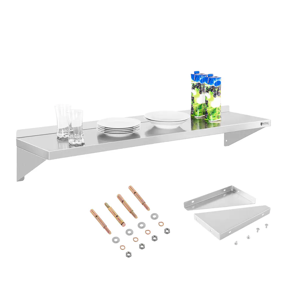 ⁨Wall shelf hanging steel stainless steel single 120cm 35 kg⁩ at Wasserman.eu