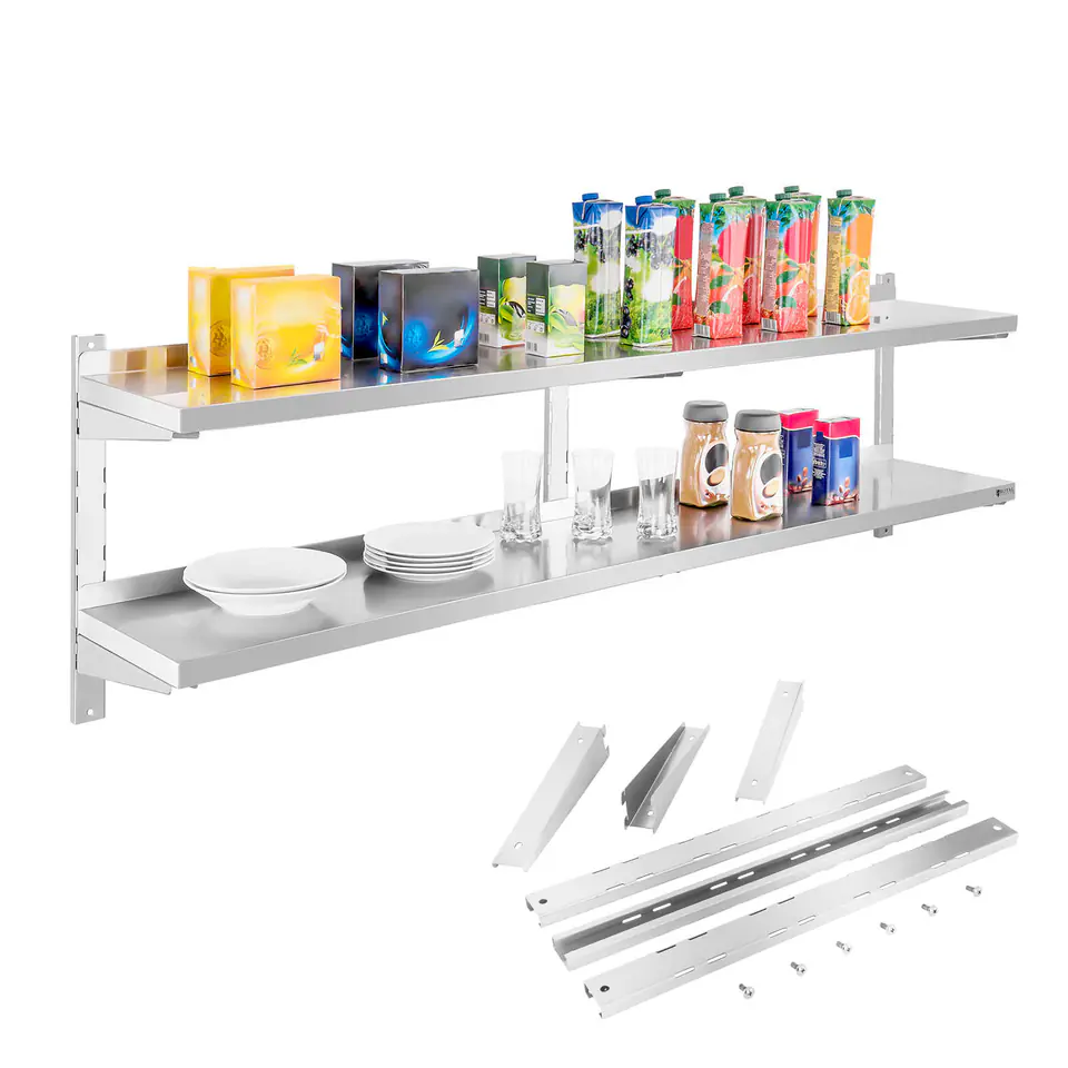 ⁨Wall shelf steel hanging double adjustable 180cm⁩ at Wasserman.eu