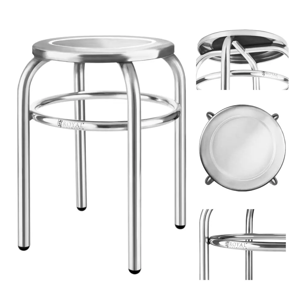 ⁨Stool round stainless steel stool for kitchen⁩ at Wasserman.eu