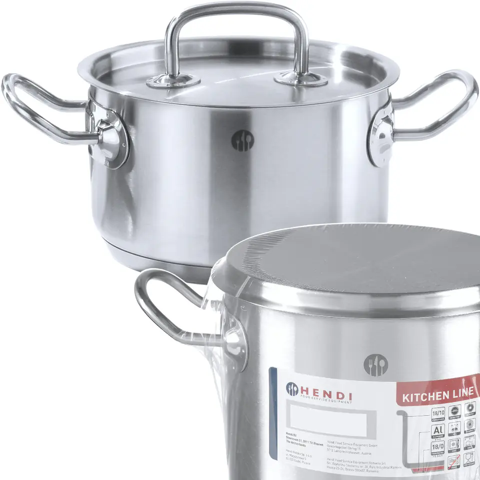 ⁨Kitchen Line low pot with lid 1.5 l dia. 160 x 75 h - Hendi 836002⁩ at Wasserman.eu