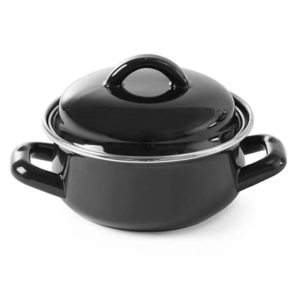 ⁨Soup and sauce pot with lid black 0.6 l - Hendi 625705⁩ at Wasserman.eu