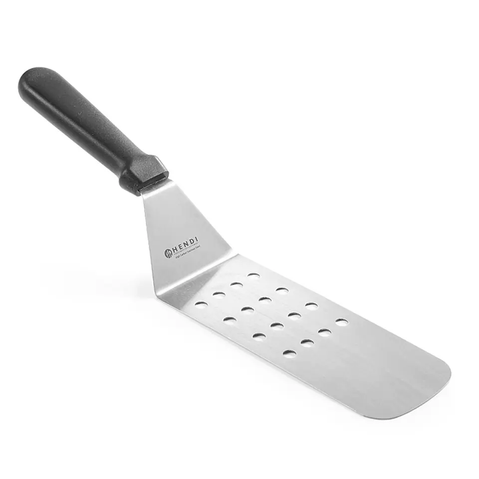 ⁨Stainless steel perforated angular spatula - Hendi 855720⁩ at Wasserman.eu