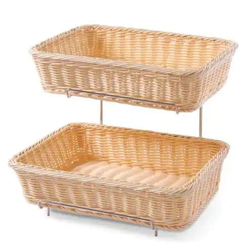 ⁨Polyrattan stacked bread baskets with frame - Hendi 561201⁩ at Wasserman.eu