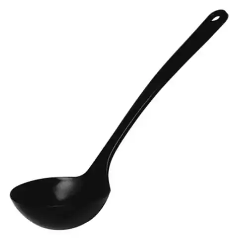 ⁨Ladle for soups and sauces made of melamine black 0.14 l - Hendi 563755⁩ at Wasserman.eu