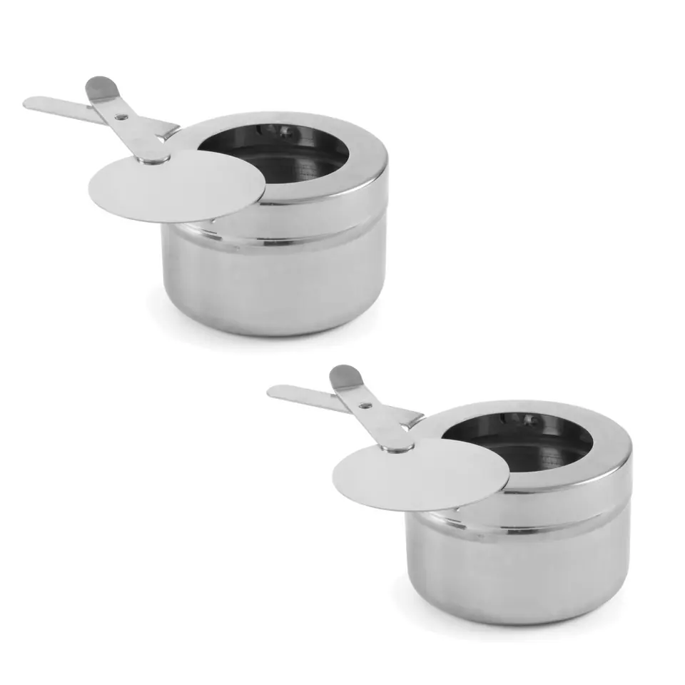 ⁨Container with lid steel for fuel paste for food heater set of 2pcs. A - Hendi 470527⁩ at Wasserman.eu