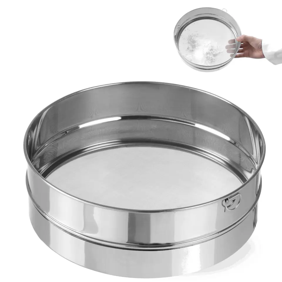 ⁨Sito cukiernicze gęste do przesiewania cukru pudru śr. 247mm stalowe - Hendi 637791⁩ w sklepie Wasserman.eu