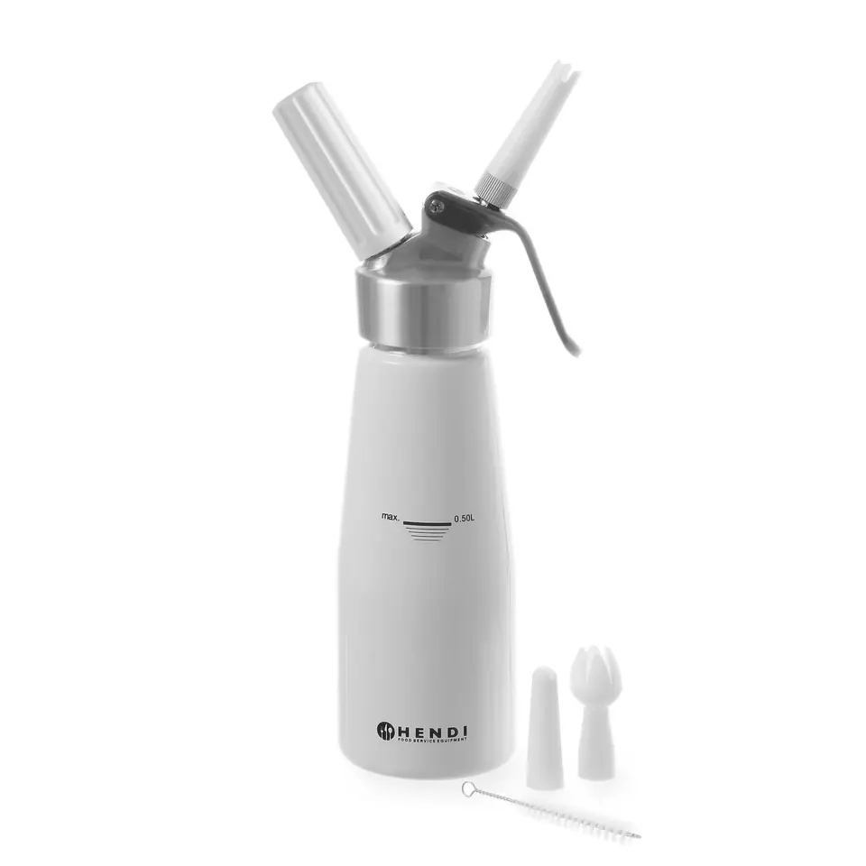 ⁨Syfon do bitej śmietany Kitchen Line 0.5l + AKCESORIA - Hendi 588369⁩ w sklepie Wasserman.eu