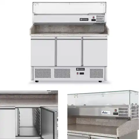 ⁨Refrigerated pizza table with cooling top granite table top width 140cm - Hendi 232033⁩ at Wasserman.eu