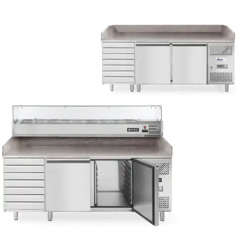 ⁨Refrigerated pizza table 2-door with 7 drawers granite worktop width 202cm - Hendi 232842⁩ at Wasserman.eu