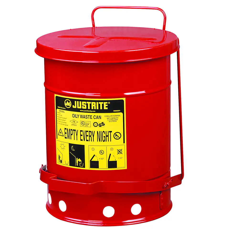 ⁨Recycle bin for flammable waste and oily wipes - FM / UL approvals 23L⁩ at Wasserman.eu