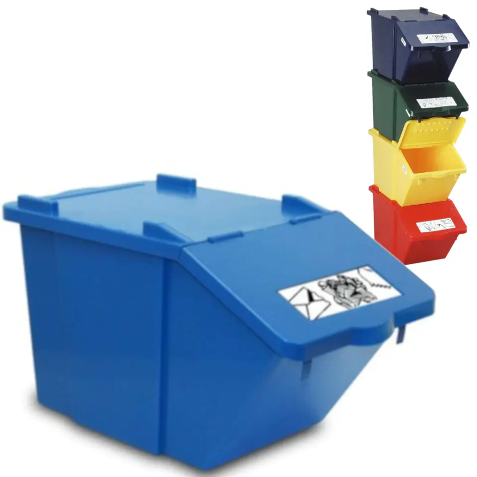 ⁨Pojemnik do sortowania odpadów piętrowy - niebieski 45L⁩ w sklepie Wasserman.eu
