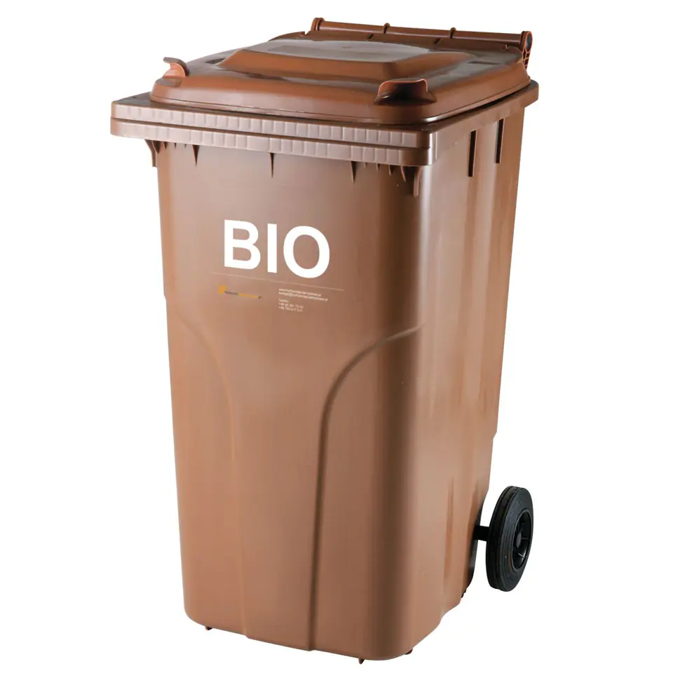 ⁨Bucket container for BIO waste and food waste ATESTY Europlast Austria - brown 240L⁩ at Wasserman.eu