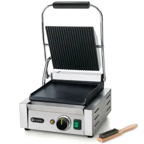 ⁨Contact contact grill top grooved bottom smooth 1800W - Hendi 263600⁩ at Wasserman.eu