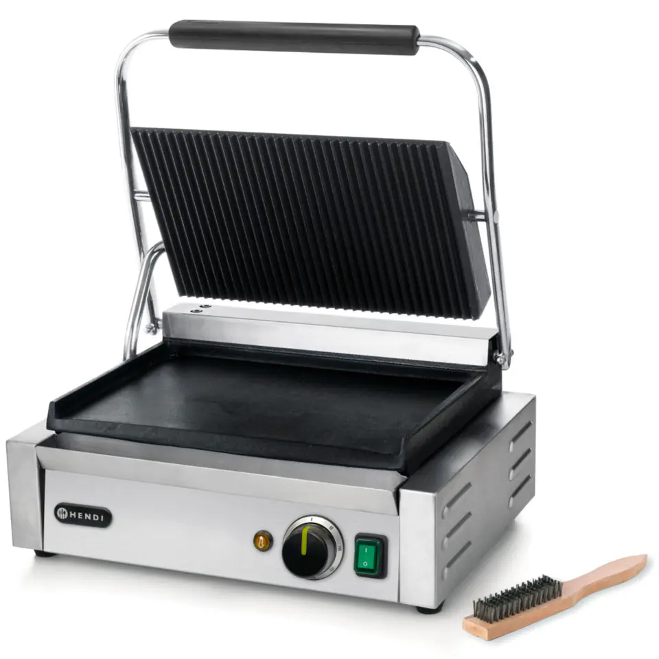 ⁨Kontakt grill kontaktowy PANINI góra ryflowana dół gładki 2200W - Hendi 263662⁩ w sklepie Wasserman.eu