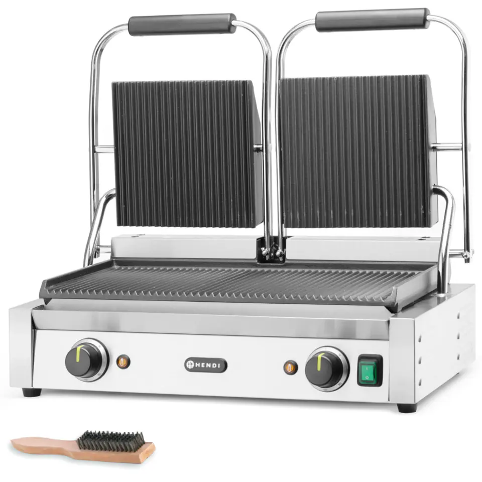 ⁨Kontakt grill kontaktowy ryflowany podwójny 3600W - Hendi 263709⁩ w sklepie Wasserman.eu