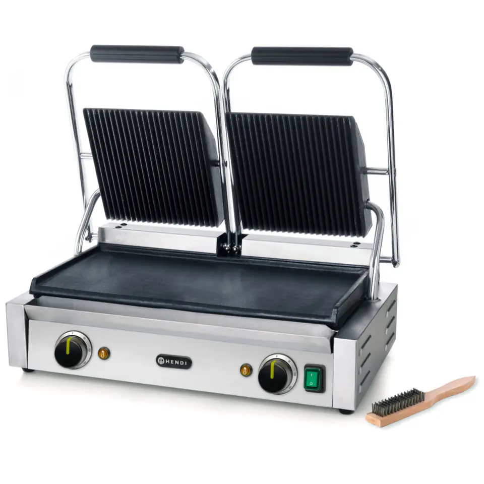 ⁨Contact contact grill top grooved bottom smooth 3600W - Hendi 263808⁩ at Wasserman.eu