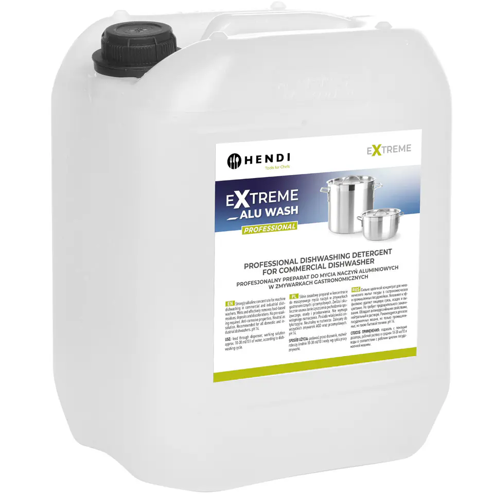 ⁨Płyn preparat do mycia naczyń aluminiowych w zmywarkach gastronomicznych 20L - Hendi 699317⁩ w sklepie Wasserman.eu