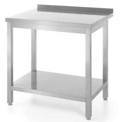 ⁨Kitchen worktop table steel wall-mounted with edge and shelf 100x60cm - Hendi 811467⁩ at Wasserman.eu