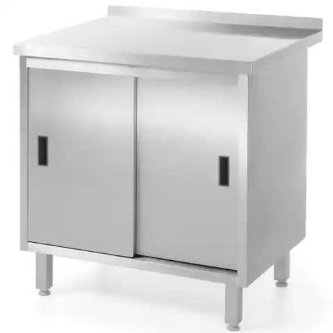 ⁨Kitchen worktop table with cabinet steel sliding door 120x60cm - Hendi 811665⁩ at Wasserman.eu