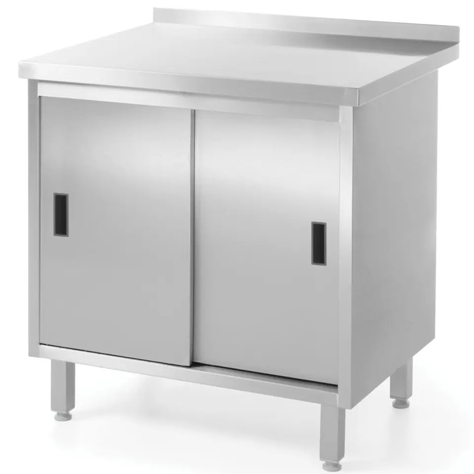 ⁨Kitchen worktop table with cabinet steel sliding door 120x60cm - Hendi 811665⁩ at Wasserman.eu