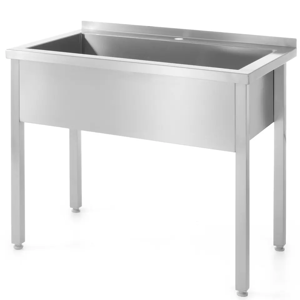 ⁨Table with pool with one-compartment sink steel for kitchen 100x60cm - Hendi 811832⁩ at Wasserman.eu