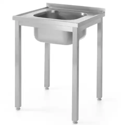 ⁨Table steel worktop with one sink 600x600mm - Hendi 811849⁩ at Wasserman.eu