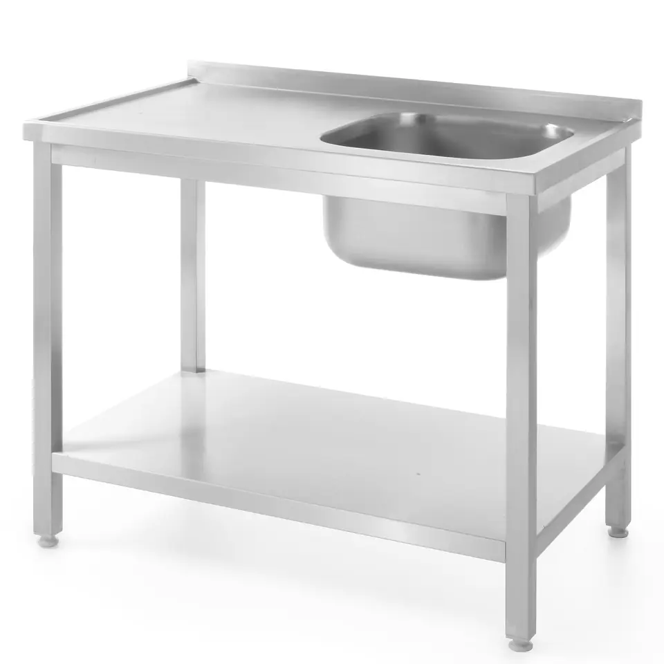 ⁨Table table table steel worktop for washroom with one sink with shelf 100x60cm RIGHT - Hendi 811870⁩ at Wasserman.eu