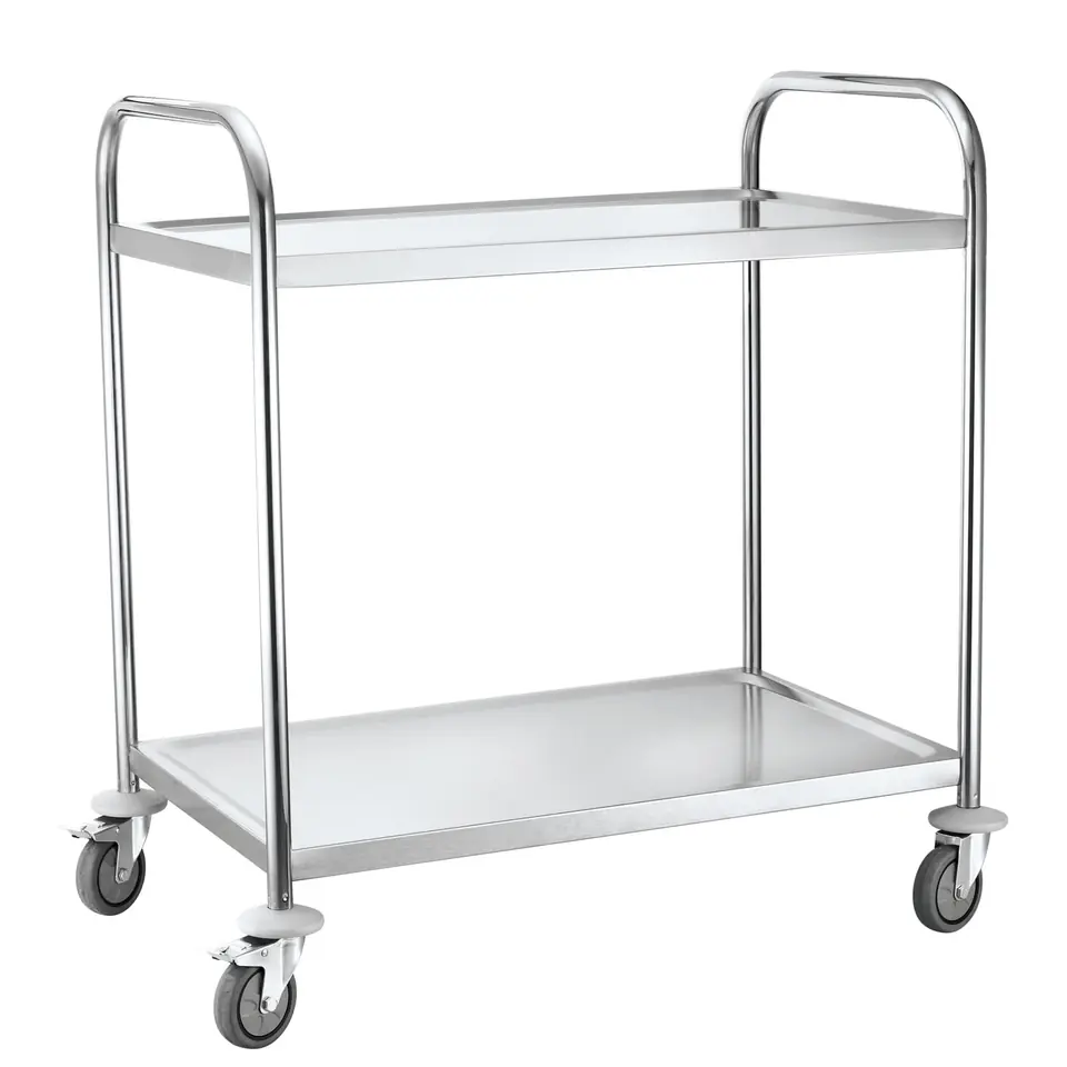 ⁨2-shelf stainless steel waiter trolley up to 100Kg - Hendi 810002⁩ at Wasserman.eu